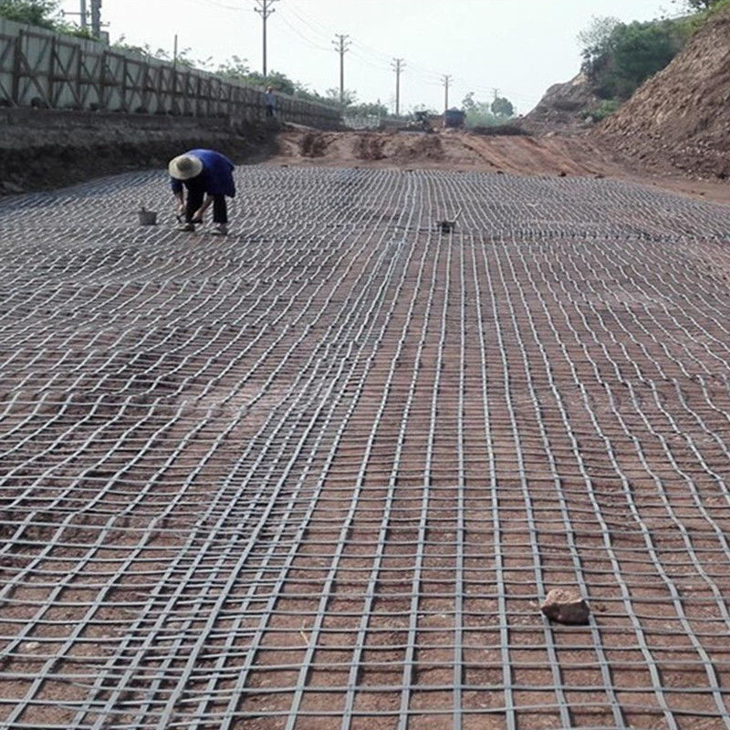 80kn فولاد پلاستیکی Geogrid با مقاومت اسید و قلی برای حفاظت از شیب زیر طبقه
