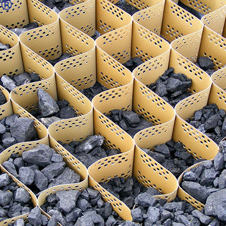 HDPE شبکه خاکستری مواد سیستم راهروی ساختاری Geocell برای تقویت جاده ها سبد چمن شبکه