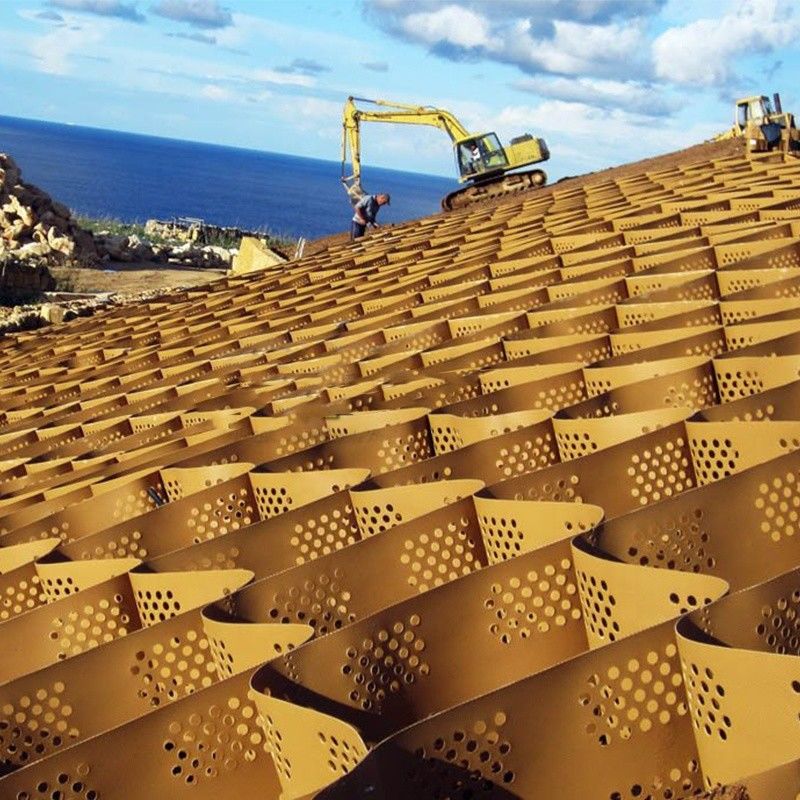 HDPE Geocell Gravel Soil Stabilizer Parking Lot شبکه پلاستیکی Honeycomb Grid شبکه چمن پوش برای جاده های بتنی