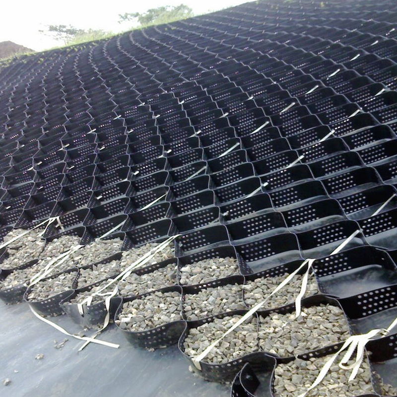 شبکه ژئوسل پلاستیکی HDPE با بافت و سوراخ‌دار برای تثبیت مسیرهای ورودی، تقویت پایه جاده، پارکینگ و حفاظت از شیب