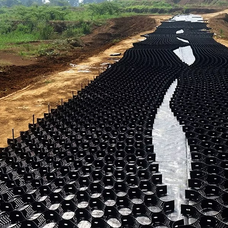 شبکه جاده ای استاندارد ASTM پلاستیکی، گراول، لانه زنبوری HDPE ژئوسل برای تقویت دیوار حائل، حفاظت از شیب، ژئوسل جاده، کنترل فرسایش