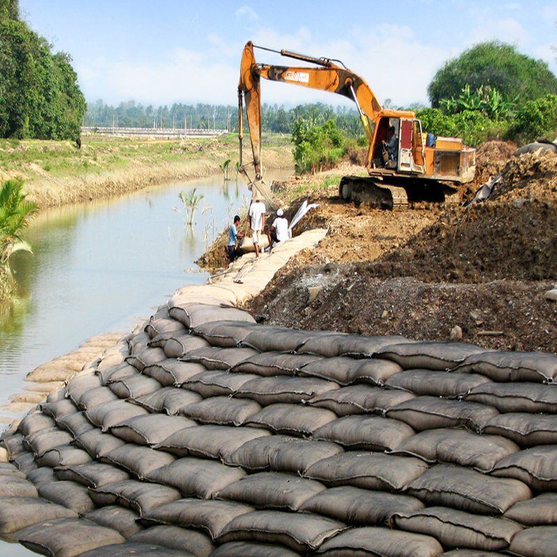 Geotextile Geobag River Bank Protection Flood Control Polyester Nonwoven Geotextile Geobag Sand Bag Large Geotextile Geobag for Beach Protection